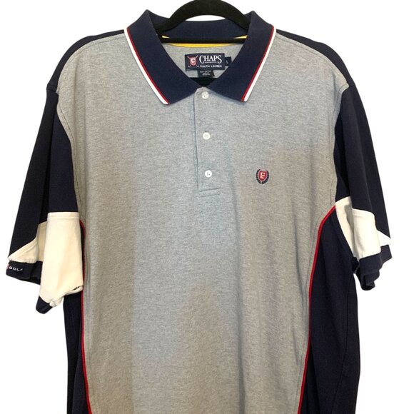 VTG Ralph Lauren Chaps Golf Polo Blocked Colors Large Spell Out on Back Preppy - Picture 6 of 9